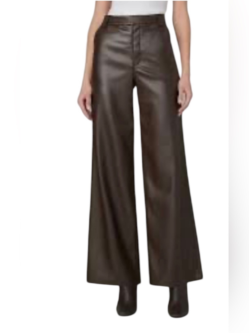 Joe's Jeans The Mia High Rise Vegan Leather Brown Trousers Size 24